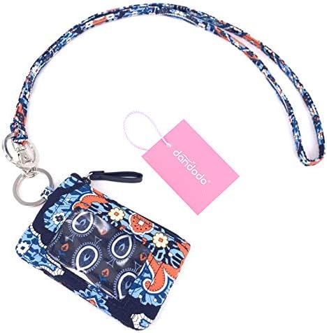 dandodo Card Holder ID Case Badge Neck Strap Lanyard (006Navy)