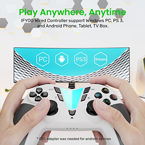 Ifyoo Pc Steam Game Controller, One Pro Wired Usb Gaming Gamepad Joystick Compatible With Computer/Laptop(Windows 11/10/8/7/Xp), Android(Phone/Tablet/Tv/Box), Ps3 - White&Gray #TOP1