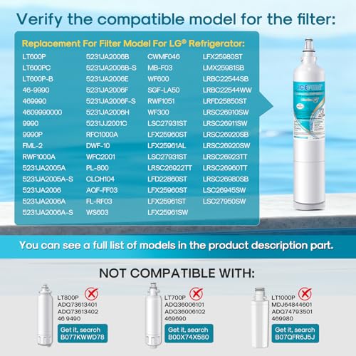 Image of ICEPURE Alkaline 5231JA2006A Refrigerator Water Filter Replacement for LG LT600P, kenmore 9990, KENMORECLEAR 46-9990, FML-2, 5231JA2006B, WF300, R-9990, WFC2001, LSC27931ST, Enhances PH, 3Pack