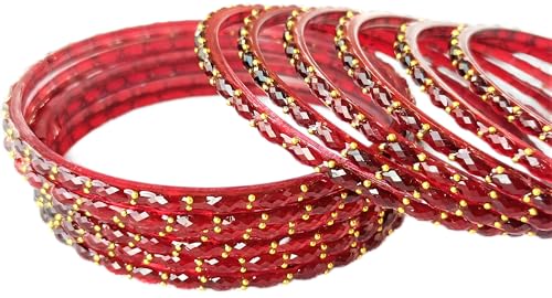 Image of JPS Plain and Glossy Finished Raindrop Glass Bangles Set for Women & Girls | Traditional Ethnic Chudi for Wedding, Party & Regular- Set of 12 Pcs of One Colour | Wedding Special