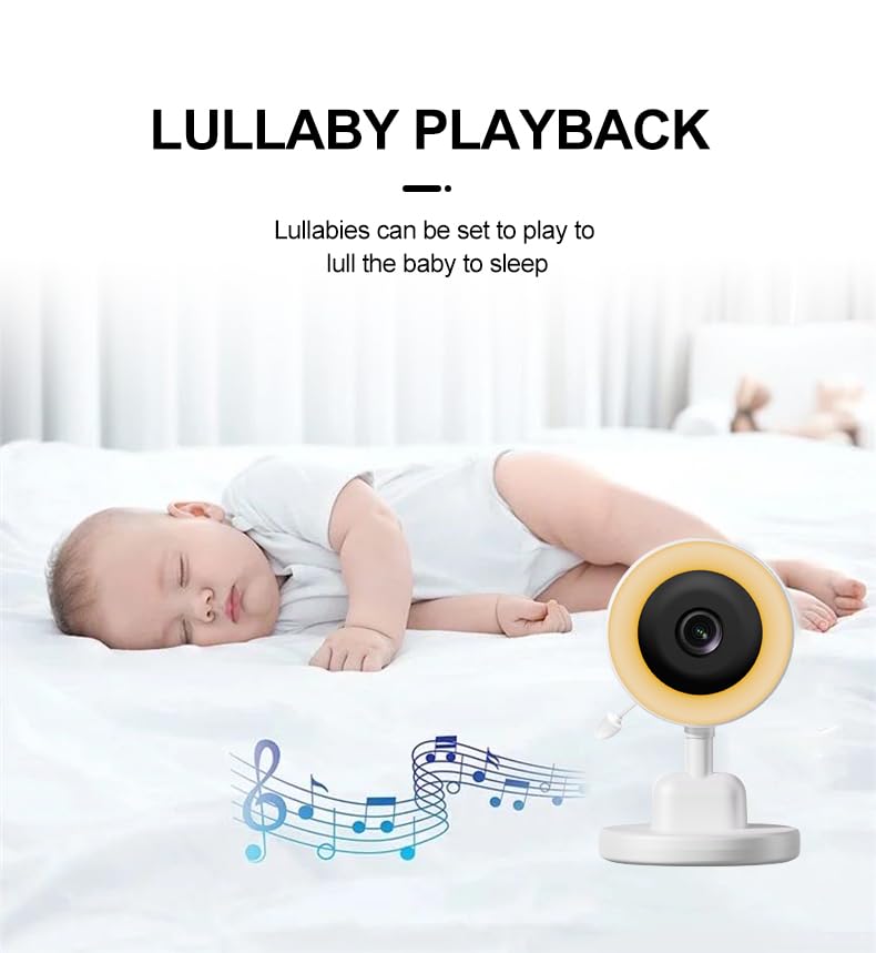 Camara Vigilancia Bebe con Luces Nocturnas Vigilabebés con Cámara con 3.5“ Pantalla IPS de 2000mAh,VOX,Zoom 2X 4X,Visión Nocturna,Monitoreo de Temperatura,Despertador,Comunicación Bidireccional