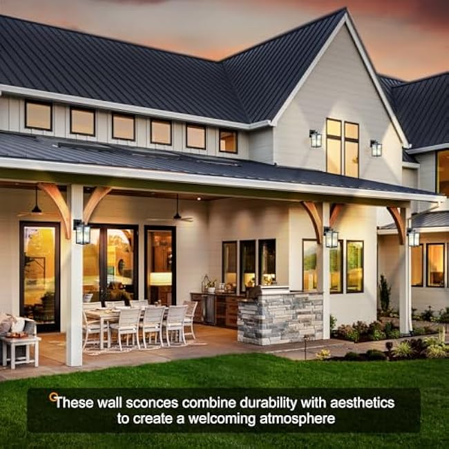 Dusk to Dawn Outdoor Lighting, Waterproof Outdoor Porch Light with Tempered Glass, Outdoor Light Fixture for House Exterior Front Door Garage Patio