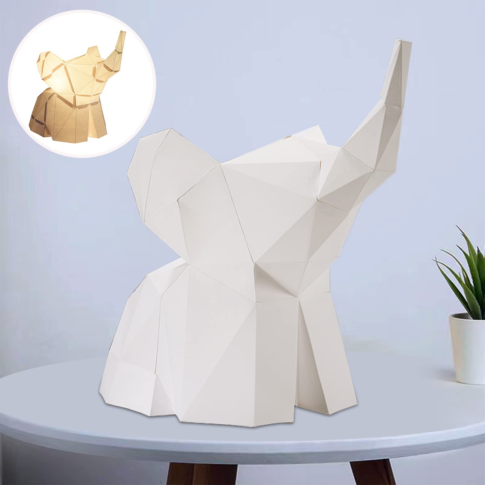 HANLTOR PAPERLAMP Desk Lamps for Bedrooms Elephant Lampshades, Housewarming Gifts, DIY Kits Pre-Cut 3D Paper Lamp for Living Room Home Decor, New House Owner Gift Ideas