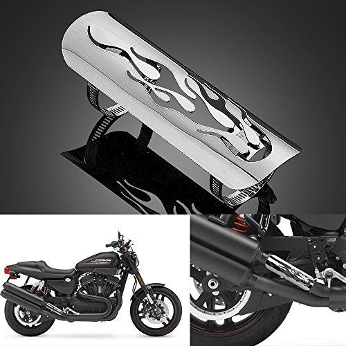 DLLL Custom 9 "cromo pulido acero inoxidable Llama Tubo de silenciador de escape calor Shield funda talón protección para Cruiser Chopper Bobber motorcyclehonda Yamaha Suzuki Kawasaki Harley Davidson