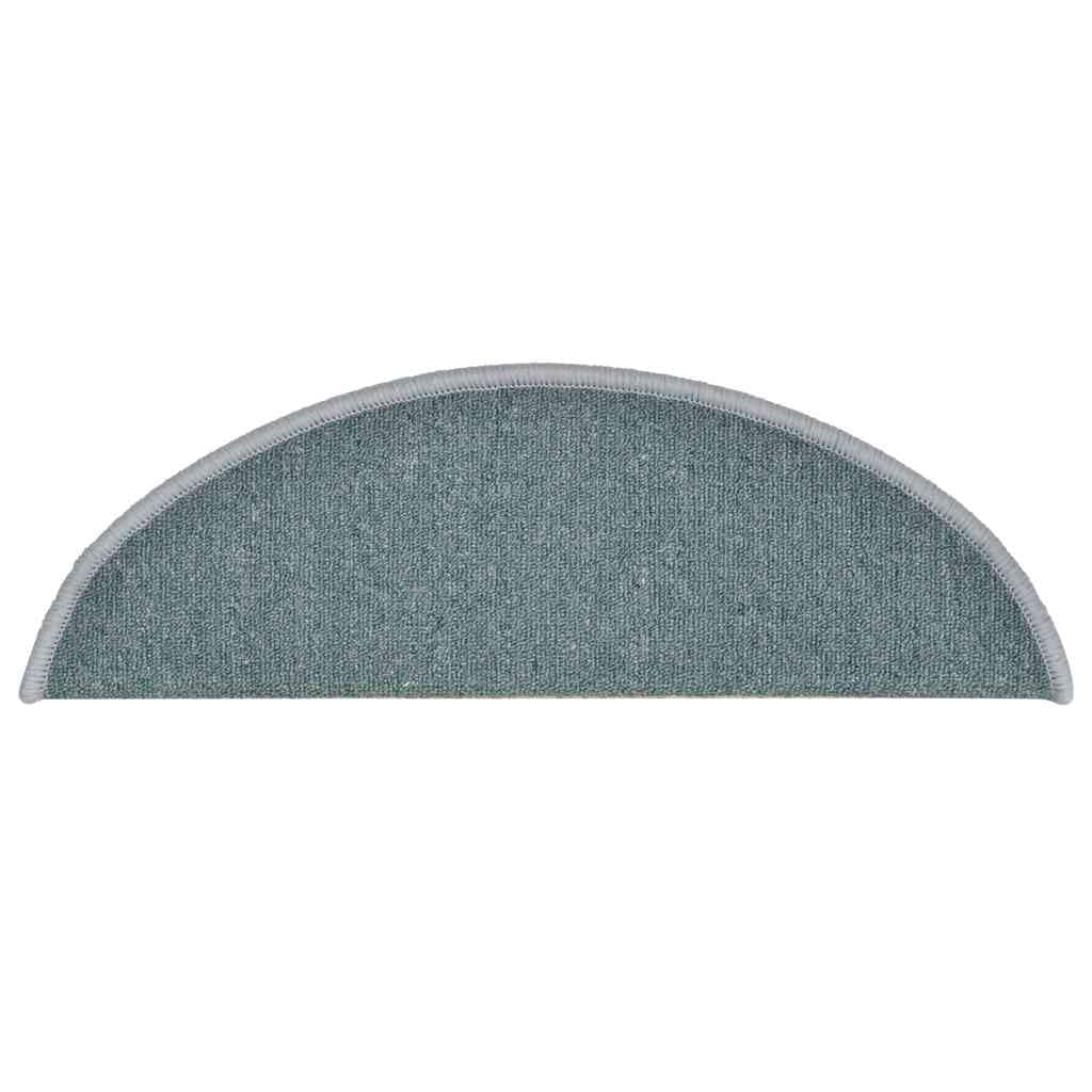 Stufenmatten 30 STK., 56x17x3 cm Seeblau Halbrund, Teppich Treppenstufen Matten, rutschfeste Treppenschoner für Holzstufen, langlebiger Treppen Teppich