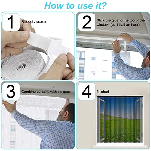 Mosquitera magnética para ventana con malla negra protectora de insectos 7