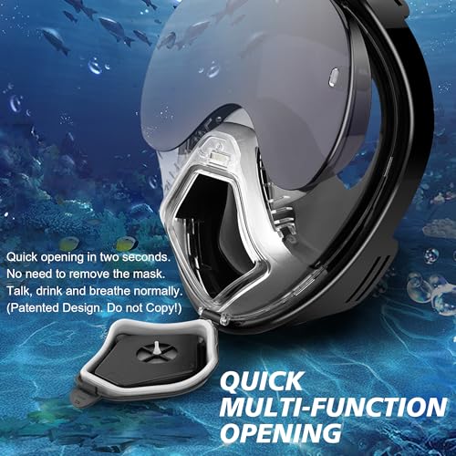 Máscara de snorkel facial completa Devilfish para adultos, sistema Dry Top, set de snorkel con gafas plegables, vista panorámica de 180 grados, máscara de buceo anti-fugas y anti-vaho miniatura 5