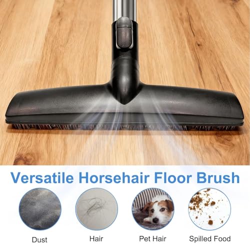 Image of Alrens Horsehair Vacuum Brush Attachment for Miele, Hardwood Floor Brush Vacuum Attachment with Wheels for Tile Marble Hard Floors, Fits 1 3 /8 inch Standard Hose