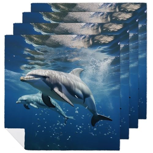 Servilletas de Tela con Delfines Lindo 4 Piezas miniatura 1