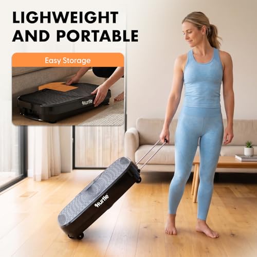 Image of Hurtle Fitness Vibration Platform Machine - Home Gym Whole Body Shaker Exercise Machine Workout Trainer Fast Weight Loss w /Resistance Bands Easy Carry Wheel Remote Adjustable Speed