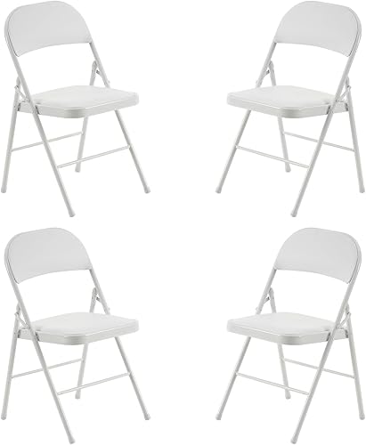 Juego de 4 sillas plegables de escritorio plegables con asientos acolchados, silla de oficina ergonómica, hierro y PVC, sillas de comedor potables
