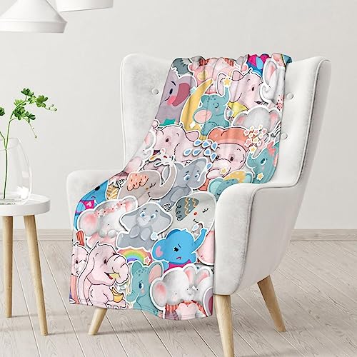 Elephant Blanket Gifts - 30"x40" Cute Throw for Women Girls - Colorful Soft Fuzzy Blankets for Couch & Office