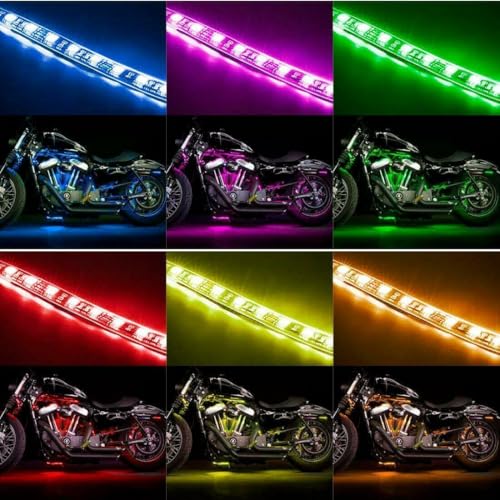 12X RGB Motorcycle LED Light Kit Under Glow Body Strip For Harley-Davidson Honda