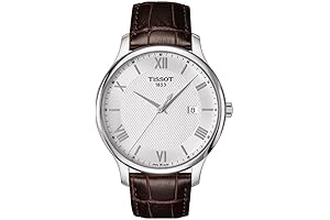 Tissot Heritage Tradition Stainless Steel Dress Watch with Brown Leather Strap