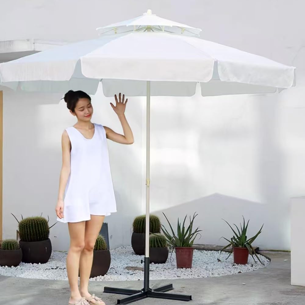 300cm Ombrellone Da Giardino Tende Laterali Ombrellone Da Mare | Ombrellone Da Balcone 8 Stecche, Anti-UV, Tettuccio Ventilato A 2 Livelli Ombrellone Per Esterni