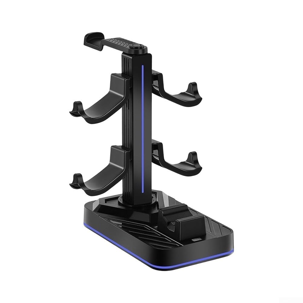 Supporto per cuffie da gioco con stazione di ricarica, supporto per controller staccabile per Switch 2 Pro, 8 modalità LED, 3 porte USB, gancio per auricolari in ABS per accessori PC