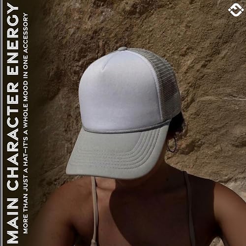 Image of Funky Junque Blank Mesh Foam Lightweight Snapback Trucker Hat | Lightweight Foam Trucker Hat with Breathable Mesh Back, Golf Beach and Street Style, Trendy Trucker Hats for Men