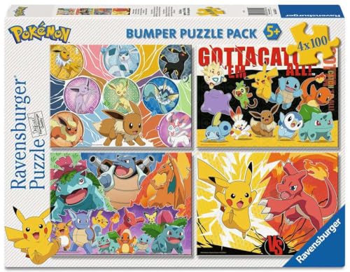 Ravensburger Kinderpuzzle 05651 - Pokémon-Kumpels 4X 100 Teile Puzzle in Einer Box für Puzzle-Freunde und Pokémon-Fans ab 5 Jahren