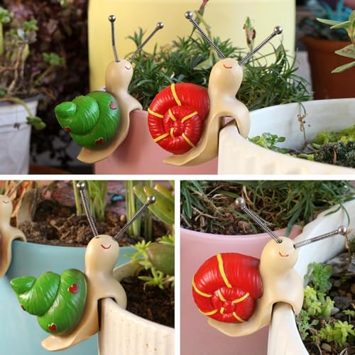 Décoration pour pot de fleurs et escargots de jardin sur balcon