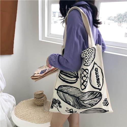 Women's canvas handbag, fashionable crossbody bag, shoulder bag with zipper, Kawaii casual canvas beach handbag2