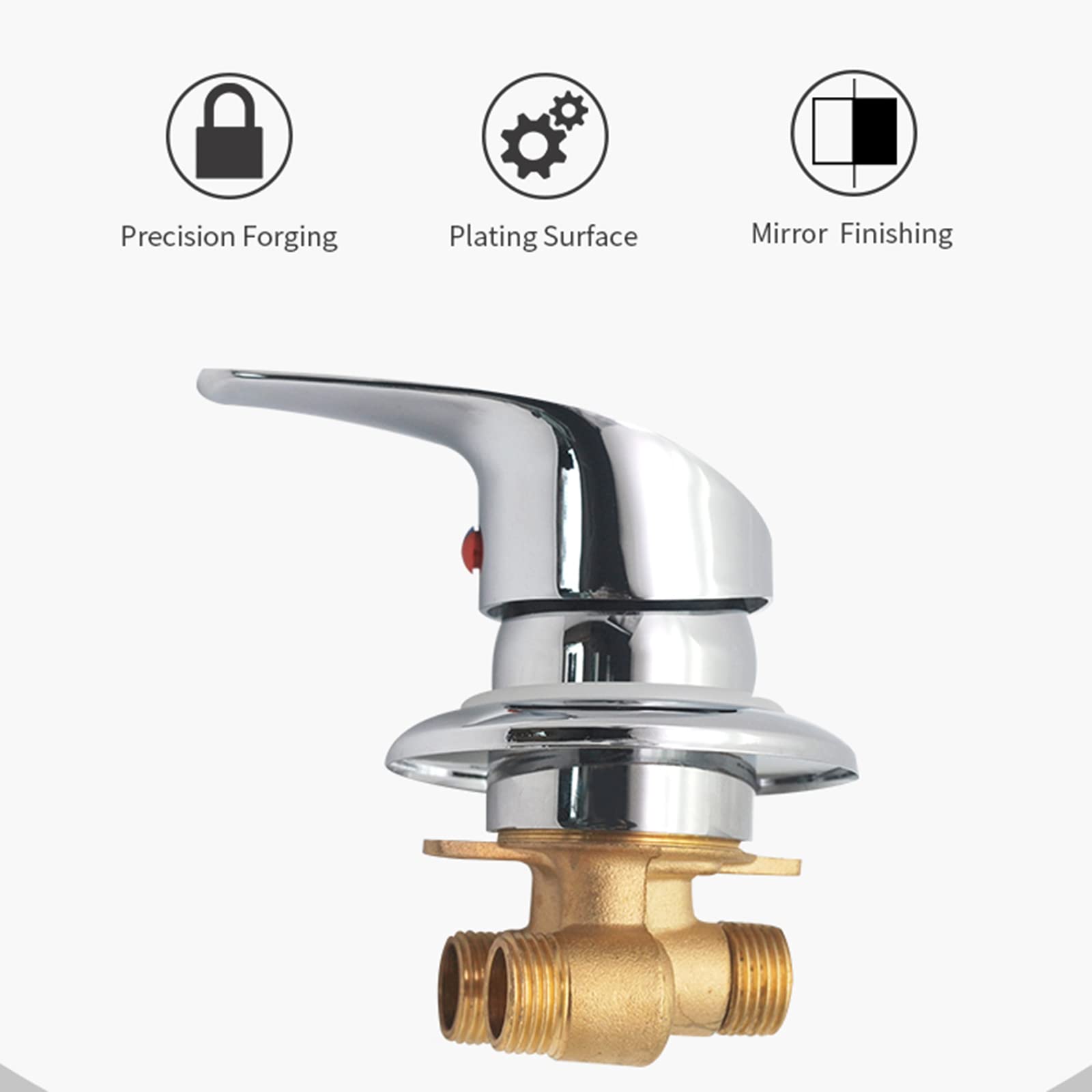 Válvula de ducha de latón de 1 vía G1/2, mezclador de agua fría y caliente para baño, mango grueso, fácil instalación, cartucho duradero, accesorio de fontanería