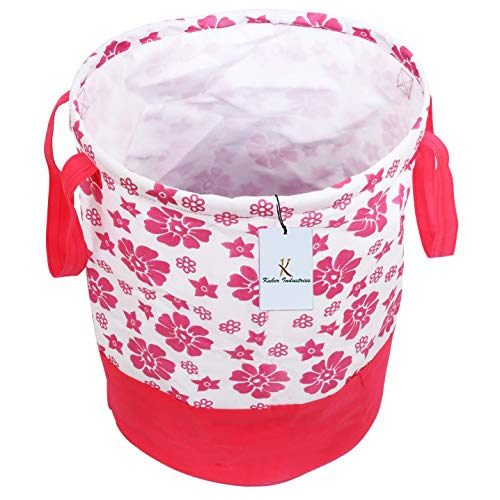 Image of Kuber Industries Printed 2 Pieces Waterproof Canvas Laundry Bag, Toy Storage, Laundry Basket Organizer 45 L (Pink & Blue) CTKTC134639