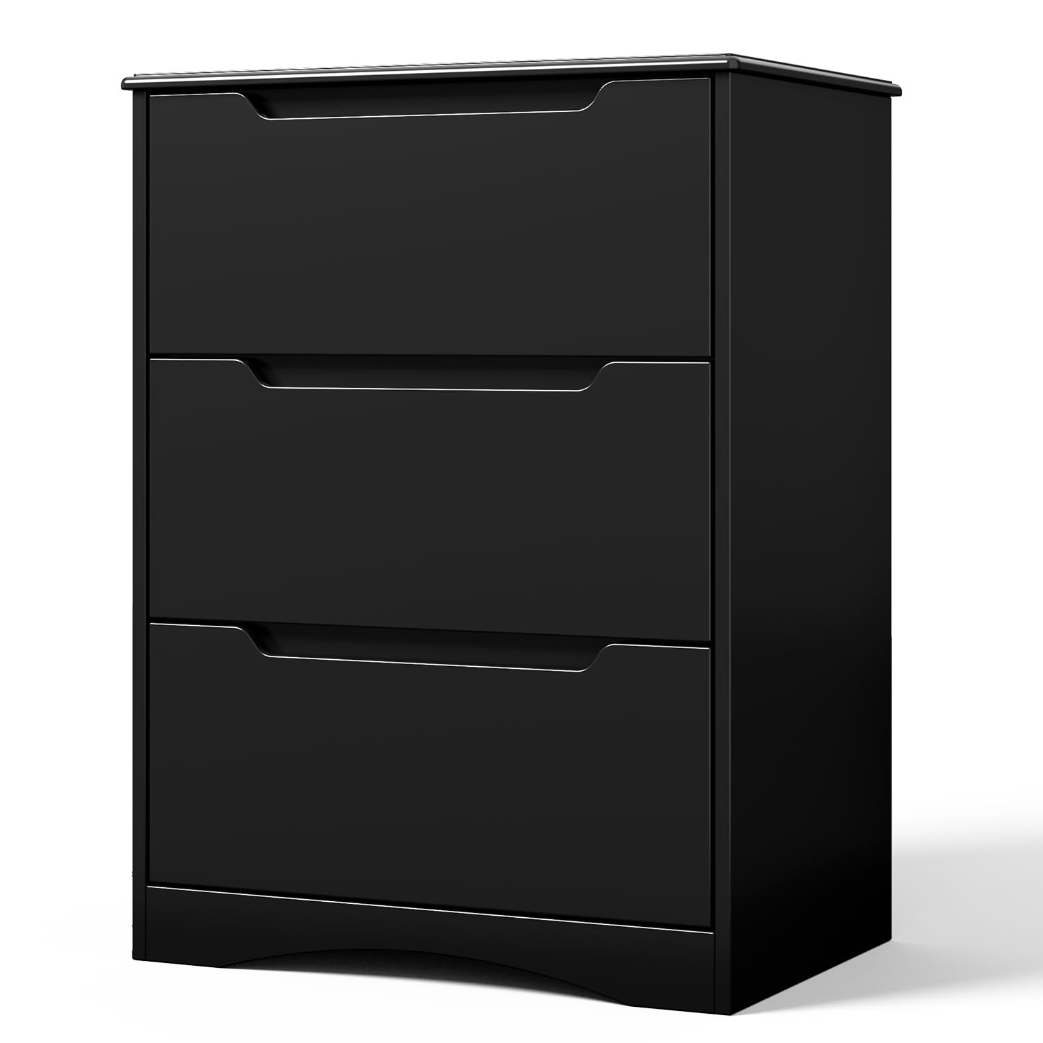 Gizoon 3 Drawer Chest, Chest of Drawers for Bedroom, Storage Organizer with Large Storage Space,Anti-Tip Device and Recessed Handles, Black