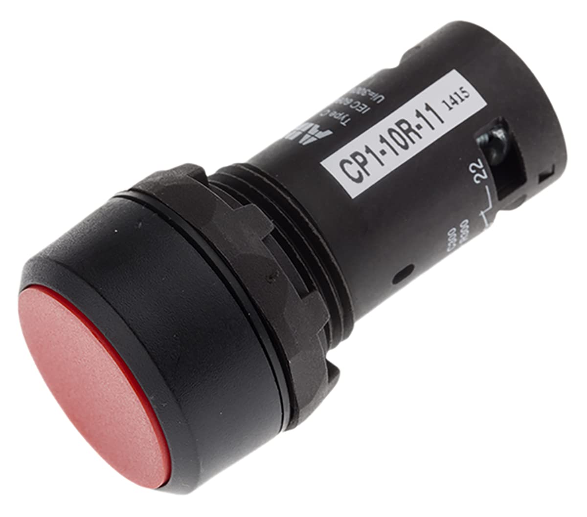 ABB CP1-10R-11 Compact Pushbutton, Momentary, Flush, Red, Non-Illuminated, Black Plastic, 1NO+1NC (ABB1SFA619100R1071)