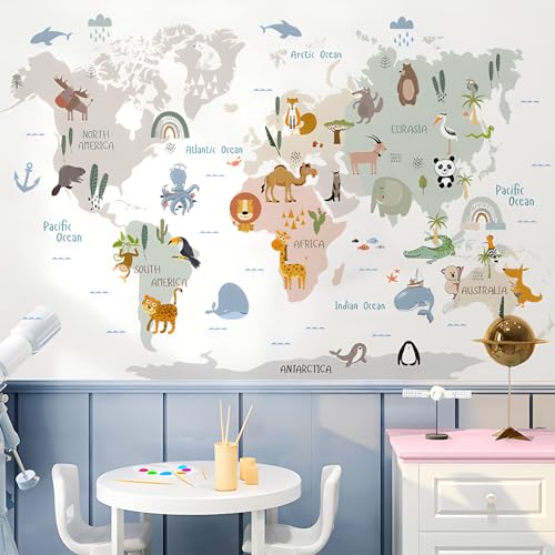 Vinilo Decorativo Mapa Animal Mundo para Pared miniatura 3