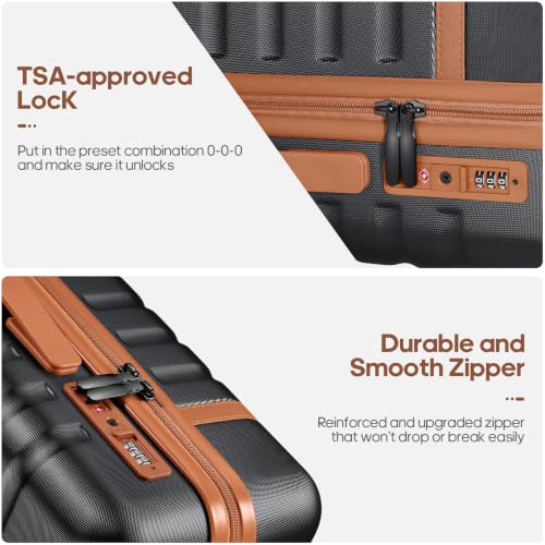 Image of UKEIN Luggage Sets 3 Piece, Carry On Luggage 20In With Spinner Wheels,PC Hardside Suitcase Set with TSA Lock,Durable Carry On Suitcase With Travel Backpack for Men (Black, 3 piece set (20inch))