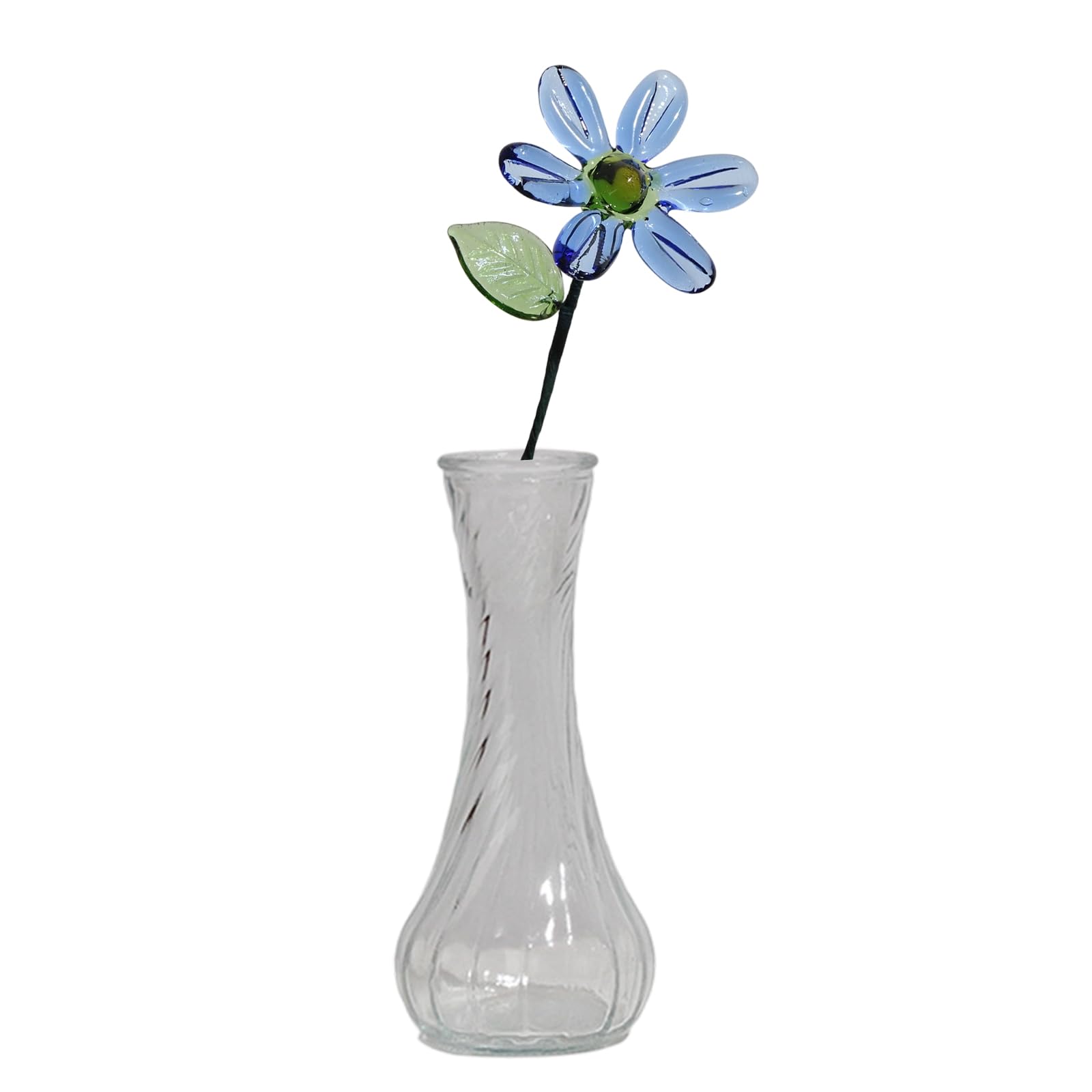 ZEPFJHE Realistic Look Glass Artificial Flowers Display Piece for Coffee Table Decoration Daisys Flowers Bouquet