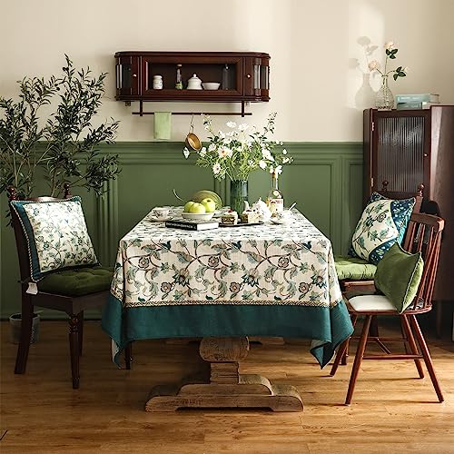 patdrea Designer Green Linen Rectangle Tablecloth,Vintage Floral Pattern Breathable Table Cloth,Home Table Cover Decor for Kitchen Dining,Christmas,Thanksgiving,Holiday,Tea Party,55"x87"-Noah by patdrea - Image 8