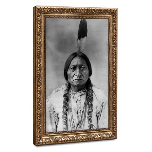 Poster Sitting Bull 1883 de 50x75 cm sur toile avec cadre suspendu pour déco murale