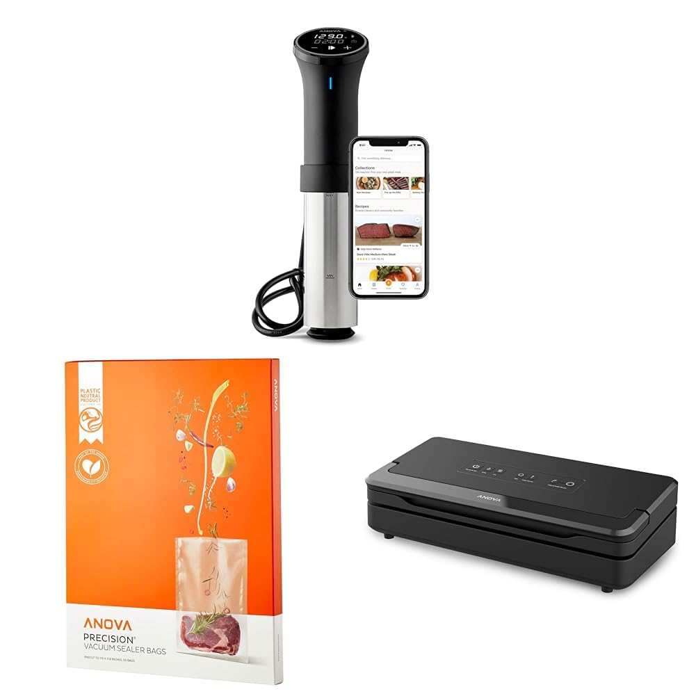 Anova Culinary Sous Vide Precision Cooker 3.0 (WiFi), 1100 Watts & Precision Vacuum Sealer Bags (Pre-cut),Clear & Precision Vacuum Sealer Pro