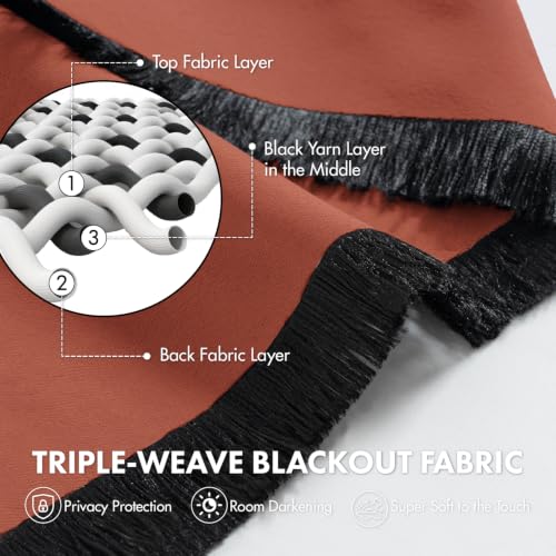 Image of MIULEE Set of 4 Burnt Orange 45 Inch Short Blackout Kitchen Window Curtains | Bedroom Drapes, Light Blocking Privacy Curtains for Small Windows, Bathroom, RV /Motorhome, Laundry, Top&Bottom Rod Pocket