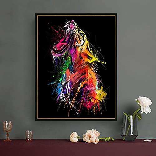 絵画 flk041097 Amazon.co.jp: 絵画絵カラフルな凶暴な虎のポスターとプリント