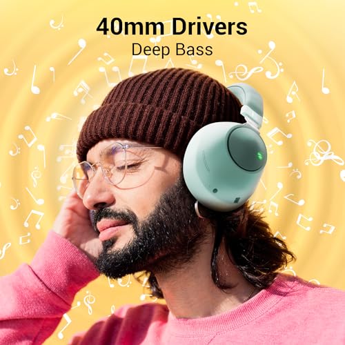 Image of ZEBRONICS Duke Wireless Over Ear Headphone with Up to 60h Backup, Bluetooth, Dual Pairing, Gaming Mode, Environmental Noise Cancellation (ENC), LED Lights, Deep Bass, Voice Assistant Support (Green)
