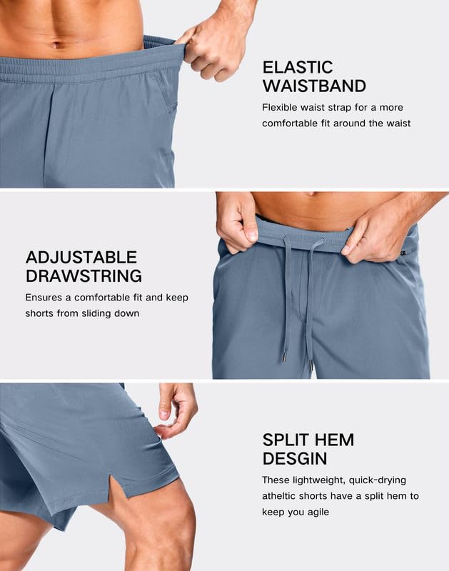 Image of GGJ Men's Lightweight Athletic Shorts with 2 Zipper Pockets 7 inch /9 inch /5 inch Gym Workout Running Quick Dry Tennis Shorts for Men