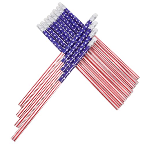 60 lápices de madera con bandera americana y borrador miniatura 1