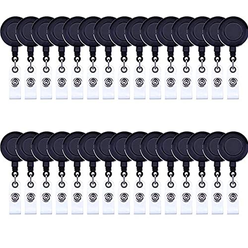 30 Stück Zugband Schlüsselanhänger Ausweishalte mit clip Schlüsselband Ausziehbar Schwarz Schlüssel JoJo mit extra starker Feder und reißfester Schnur Cover