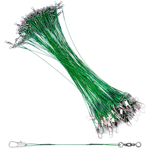 ワイヤーリーダー 釣りワイヤーハリス 釣り糸 釣具 ステンレス鋼線 耐荷重 耐摩耗 スイベル・スナップ付き 仕掛け 海釣り 15cm 50本セット