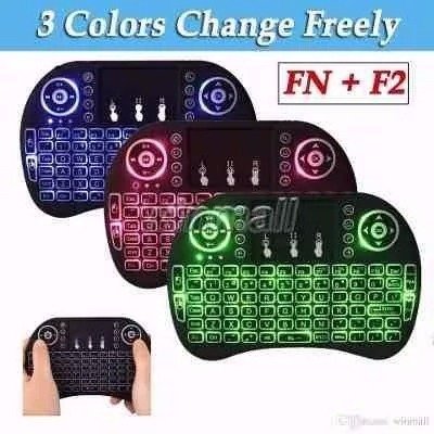 Mini Teclado Iluminado Air Mouse Touch Wireless 3 Cores Led