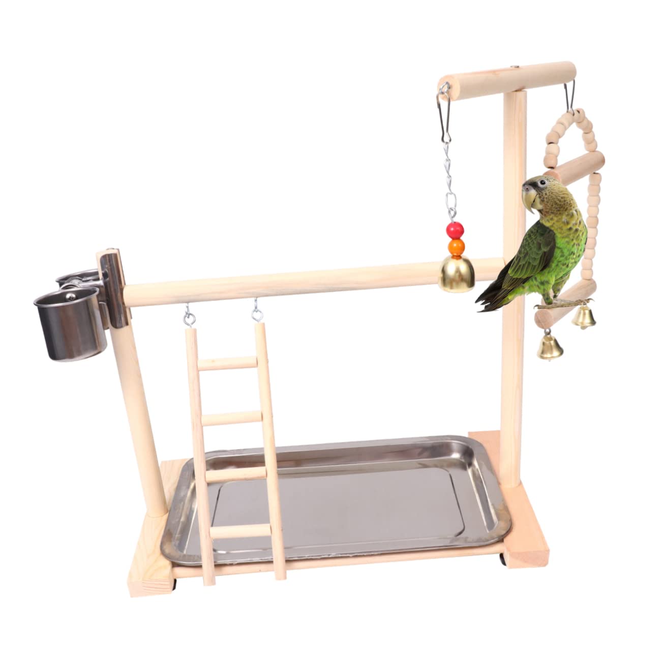 Vogelspielzeug für Papageien Vogel Spielplatz mit Edelstahl Vogelschaukel Leiter und Hängeanhänger für Käfig und Garten Zufällige Farbe