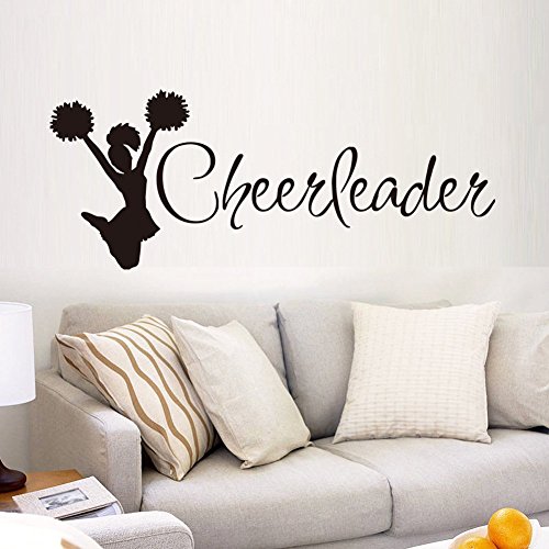BooDecal Sport Series Cheerleader Silhouette Quote Wall Decals Mural Stickers Decor for Nursery Bedroom Living Room 42 inches x 17 inches