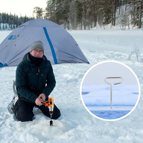 image for lasuroa 10pcs Ice Anchor Tool, Universal Ice Anchor Drill Adapter Kit 
