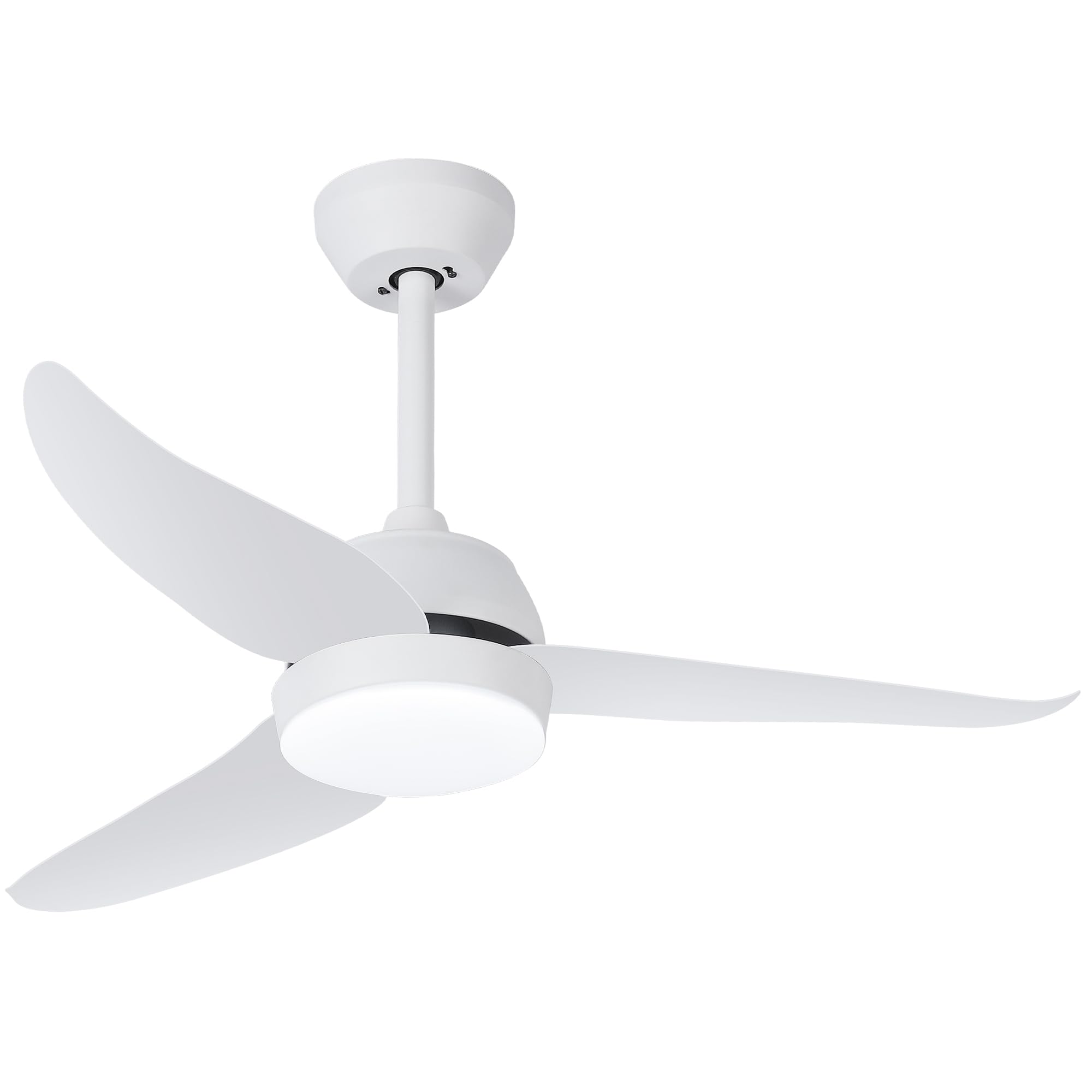 Ventilador de Techo con Luz Silencioso, Motor DC, 6 Velocidades, 3 Colores, Temporizador, Modo Brisa Natural, Doble Altura - Ideal para Verano e Invierno (Blanco, 92 CM)
