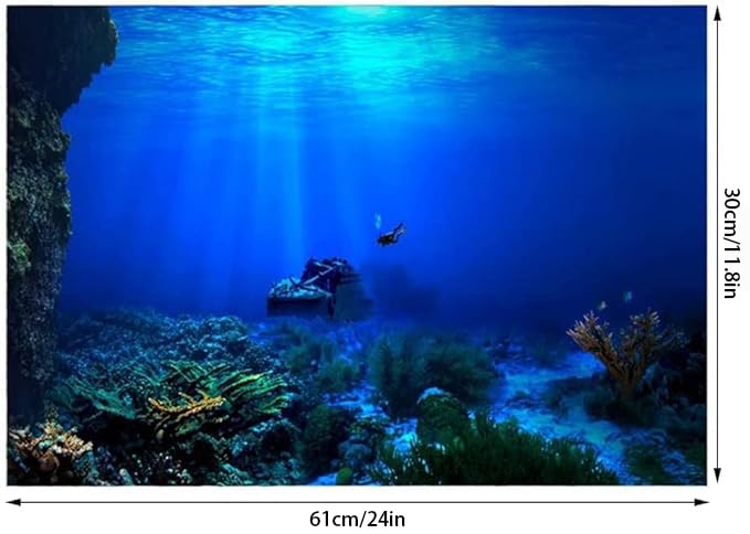EVAYangSG Underwater World Aquarium Background Decoration Poster Aquarium Background Sticker Aquarium Aquarium Aquarium Poster Decoration Picture Supplies 61 * 30cm (blue) - Image 2