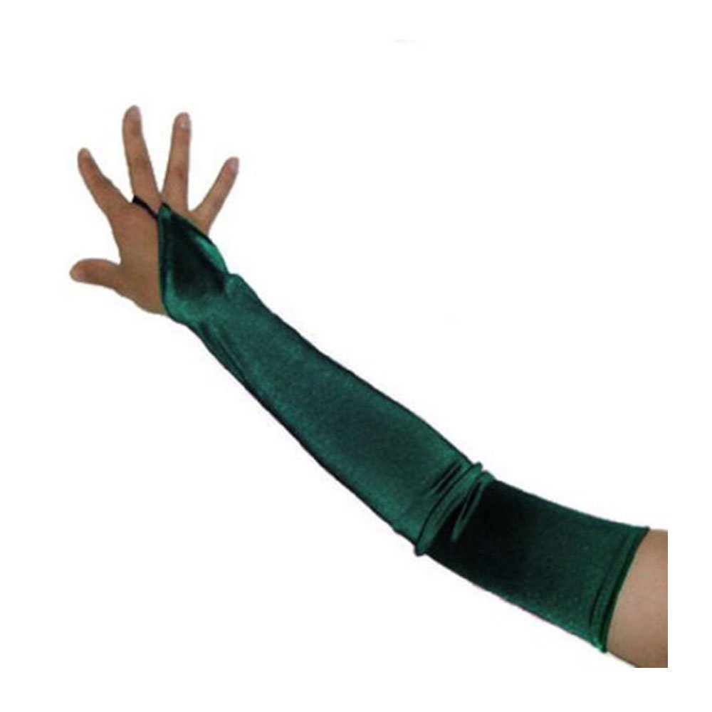 SACASUSA (TM) Fingerless Long Over the Elbow Bridal Satin Gloves with 20 colors - Green - One Size