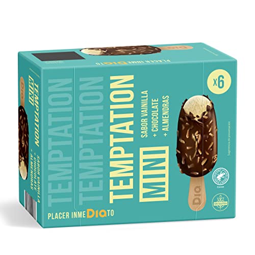 DIA TEMPTATION helado mini bombón chocolate almendrado caja, 6 x 216g