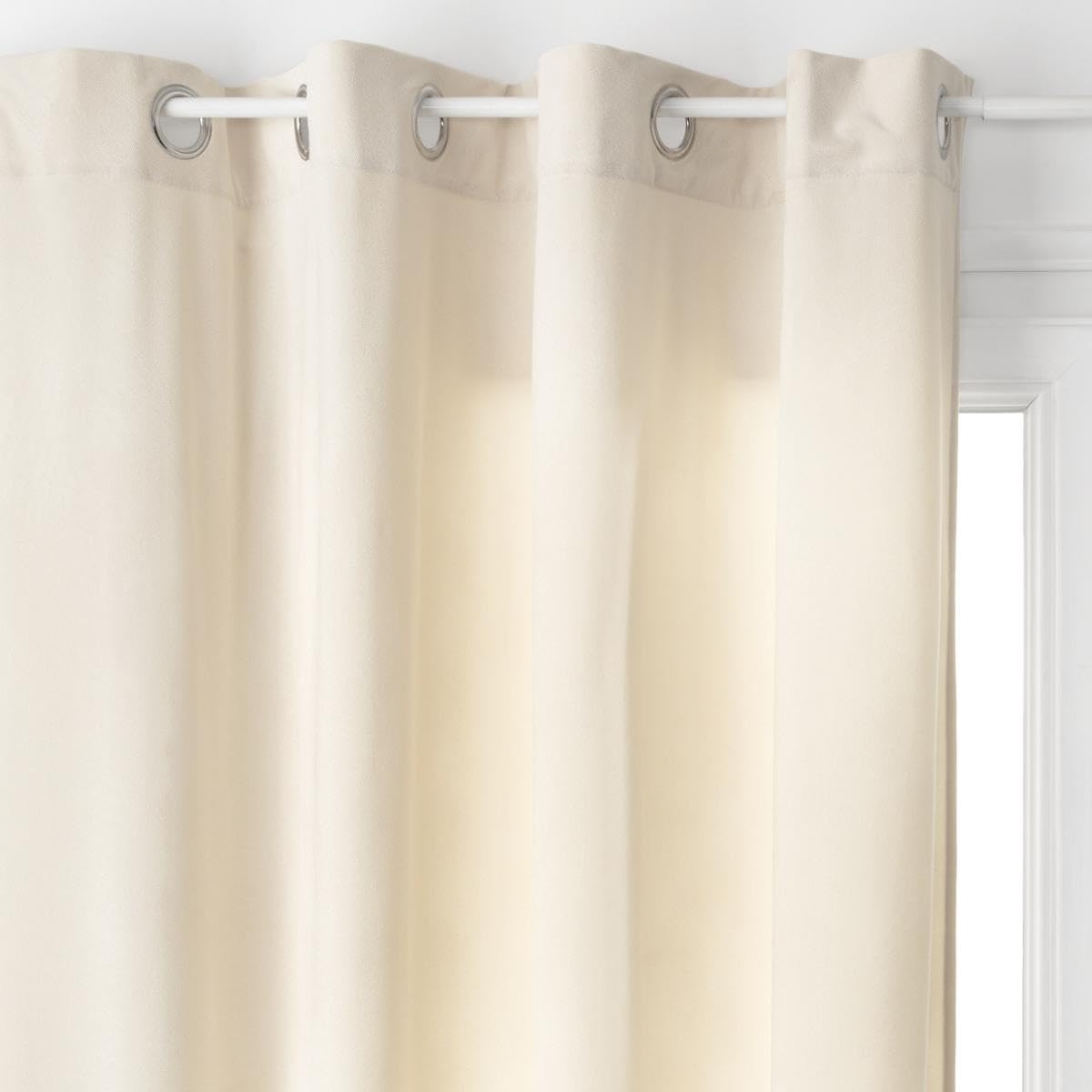 HomeMaison Rideau Uni Esprit Loft, Polyester, Ivoire, 260x140 cm